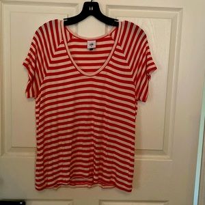 Cabi Red & white shrunken tee size M
